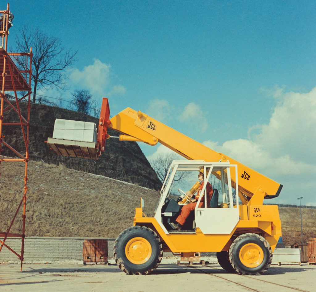 1977 - the first ever JCB telehandler is launched, the 520 model