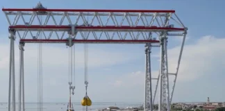 Cimolai Technology, completati test di carico per la prima gru Goliath da 800 tonnellate destinata a Fincantieri